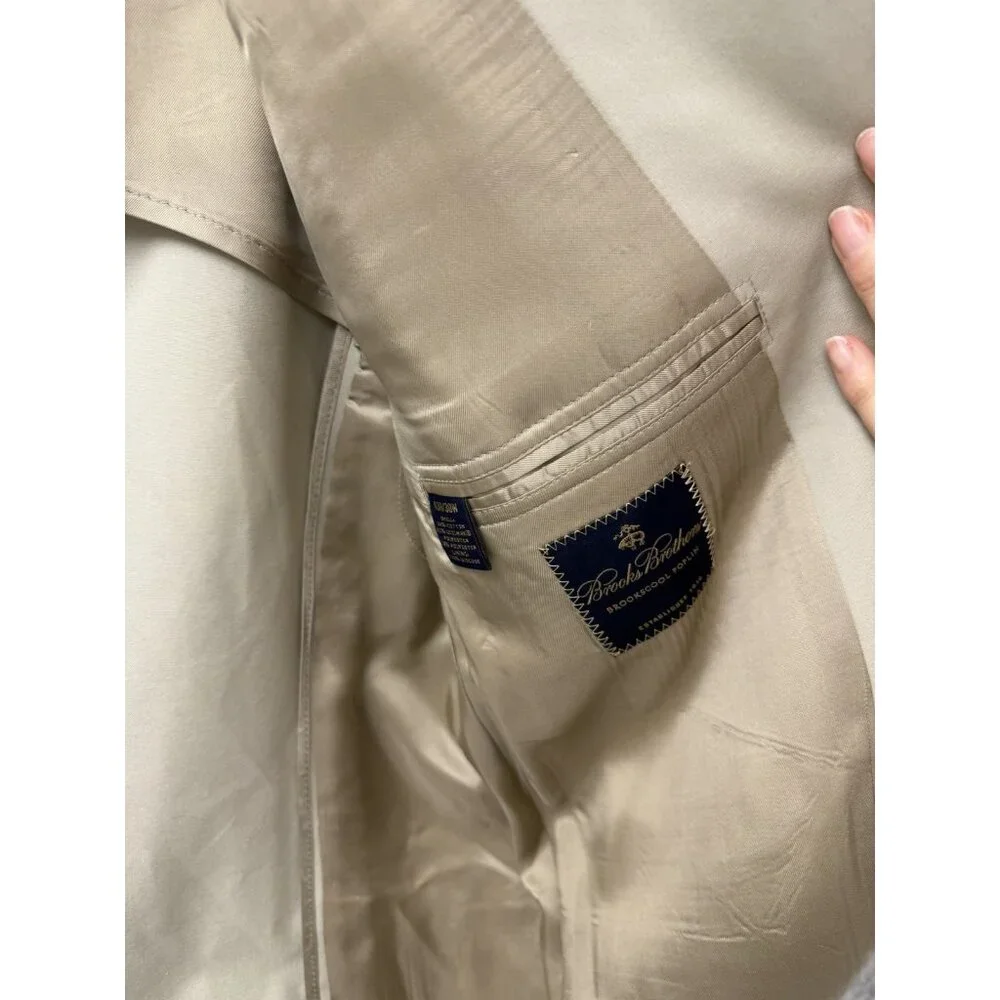 Brooks Brothers Blazer Men 43R Tan BrooksCool Poplin 3 Button Jacket Sports Coat